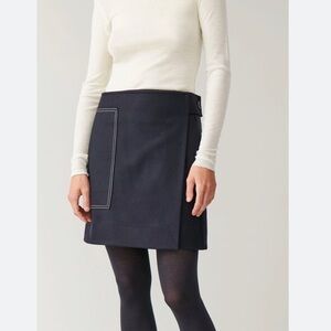 Cos Wool Mini Skirt Women’s 2 Navy White Mod 60s MCM Academia Coquette